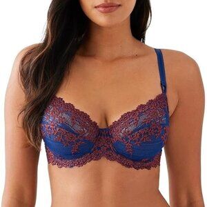Wacoal 65191 Embrace Lace Embroidered Underwire Bra 36DD Navy & Red